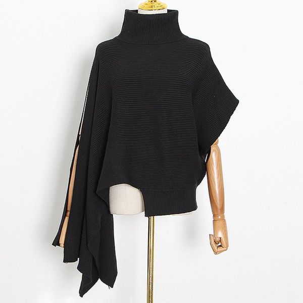 

women's sweaters seebeautiful simple turtleneck batwing sleeve large size irregular knitted sweater woman spring 2021 tide fashion t489, White;black