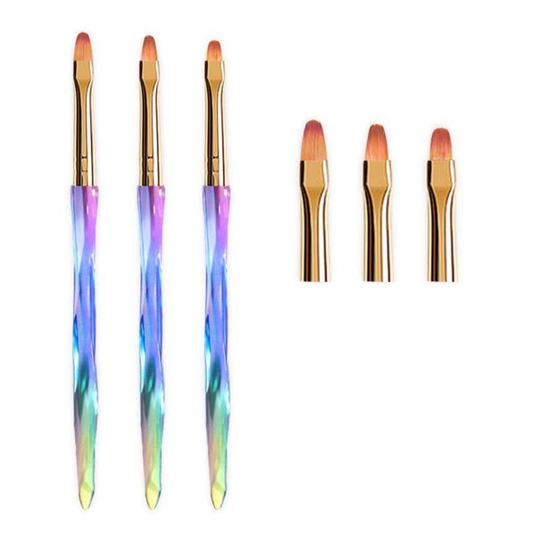 

nail art kits 3pcs/set painting handheld acrylic glitter handle brushes durable drawing pen salon manicure soft head beginner diy