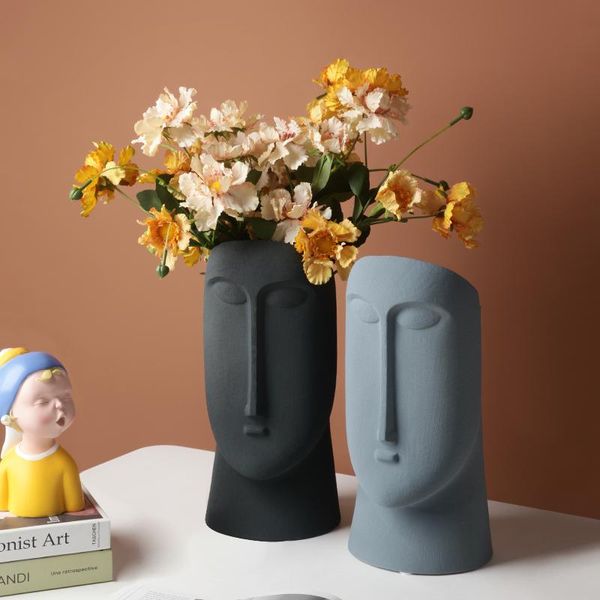 

ceramic modern vase nordic fashion human face ornaments bedroom flower pot living room ev dekorasyon home decoration ed50hp vases