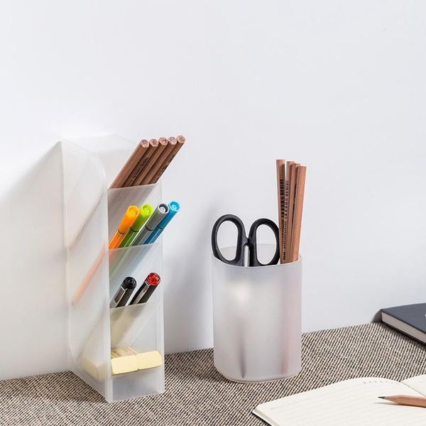 

storage bottles & jars multi-functional frosted diagonal pen holder deskbox office desk stationery rack cosmetic brush