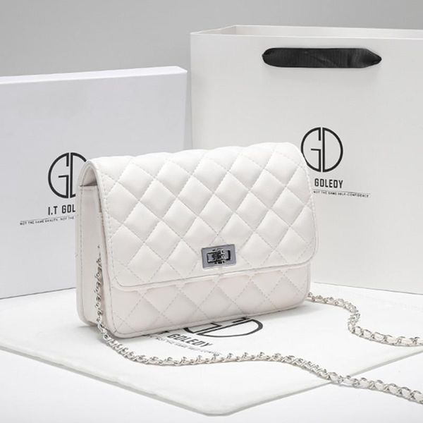 

evening bags 2021 fashion 100% leather diamond lattice lock chain flap bag shoulder crossbody designer