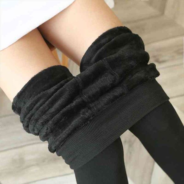 

bs16 330g womens winter leggings large size super elastic pants plus cashmere thick warm leggings women, Black