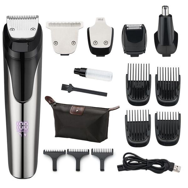 

hair clippers trimmer and clipper for men silver metal body groomer charging stand cases barber