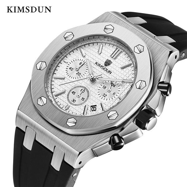

wristwatches watches men kimsdun brand sport men's quartz watch man casual military waterproof wrist relogio masculino, Slivery;brown