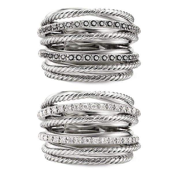 

cluster rings silver color multiple row shiny cz metallic ol style office lady versatile finger for women fashion jewelry, Golden;silver
