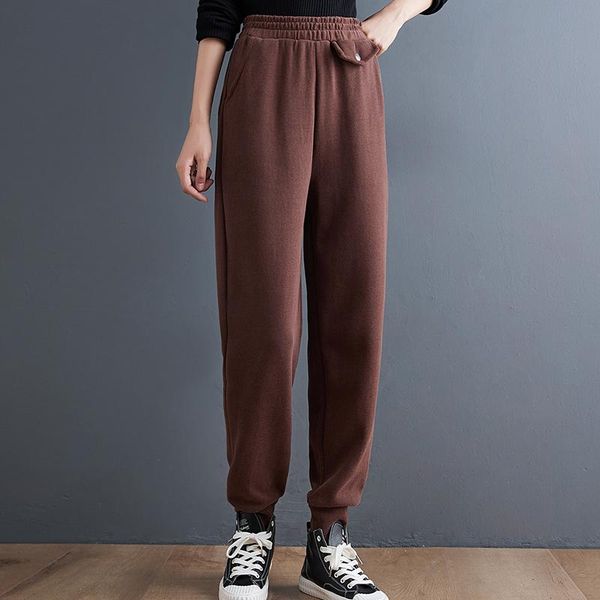 

women's pants & capris slimming casual slim fit loose korean style elastic waist sweatpants ankle banded plus size autumn dress, Black;white
