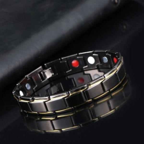 

link, chain crystals and stones healing armband mannen energie magneet gezondheid armbanden hand voor vrouwen, Black