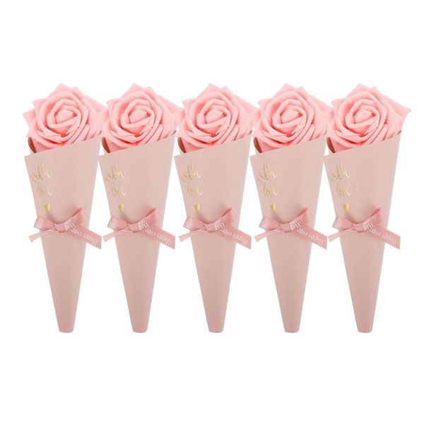 

gift wrap 5 pcs exquisite cone candy bags wedding decorative bowknot sweets