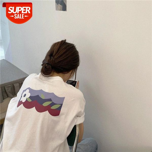 

vintage design sense short-sleeved t-shirt women's new loose korean style white student clothes trend #hy4p