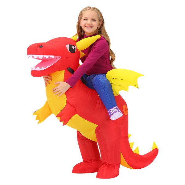 

mascot costumeskids inflatable dinosuar costumes halloween costume tricera dino disfraz purim suit birthday giftsmascot doll costume, Red;yellow
