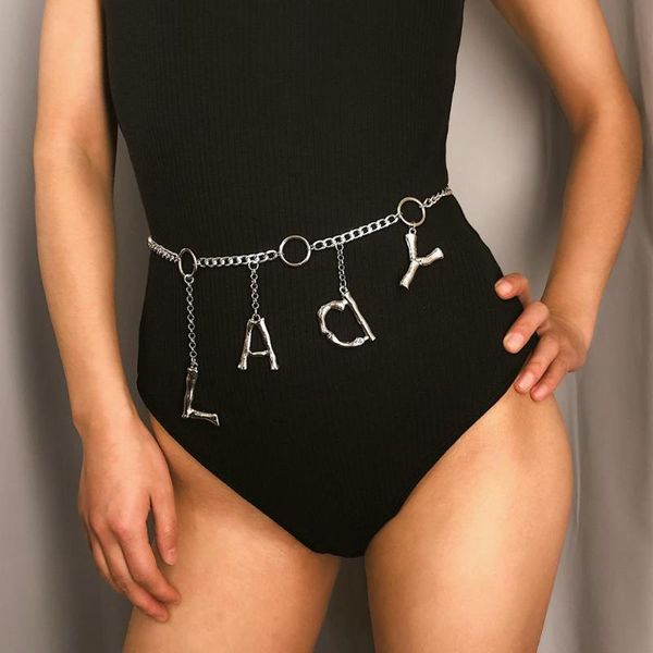 

other 2021 personalized letter pendant tassel waistband waist chain female simple single layer girl body, Slivery;golden