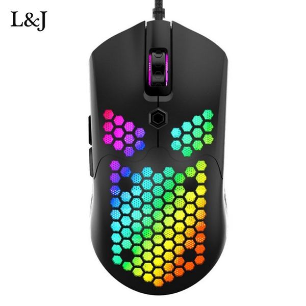 

mice wired mouse 16000dpi hollow-out gaming mouce lightweight 6dpi adjustable 7 key with bright colors led backlit gamer #lr3