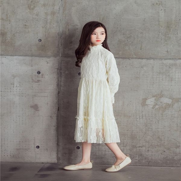 

girl's dresses korean style spring girls lace long sleeves solid color es children sweet kids clothes e1281 uubz, Red;yellow