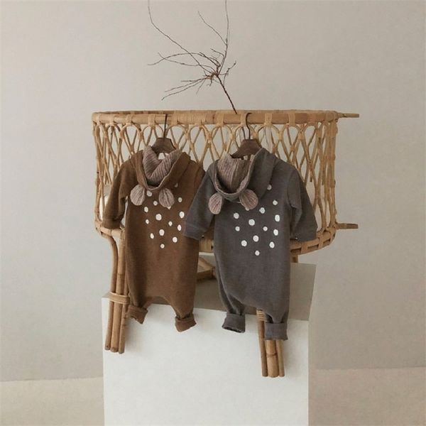 Weihnachten Baby Kleidung Deer geboren Strampler Kostüm Jungen Overall Herbst Säuglings Baumwolle Mädchen Mit Kapuze 0-2Y 211101