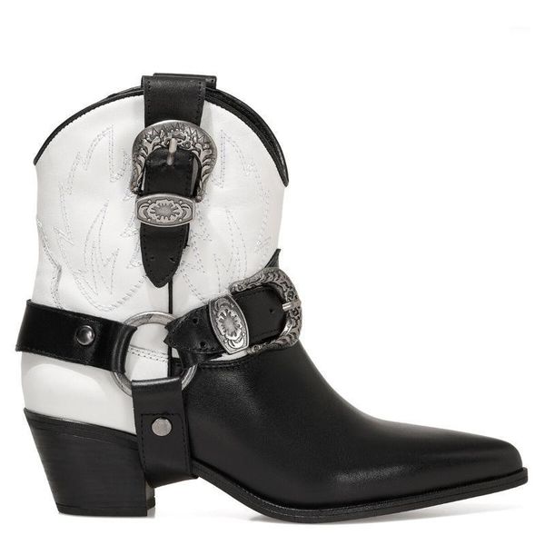 

women's winter boots genuine leather quality daily use casual cowboy texas style different snow rain cold season1, Black