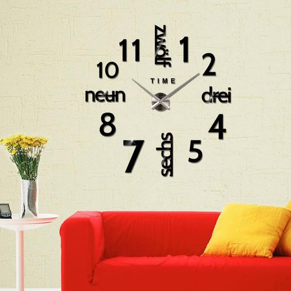 

wall clocks super large size creative clock diy mirror paste