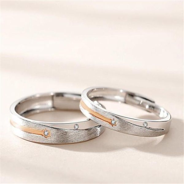 

wedding rings fashion wishing meteor crystal silver color couple ring adjustable opening women jewelry romantic lover's anniversary gif, Slivery;golden