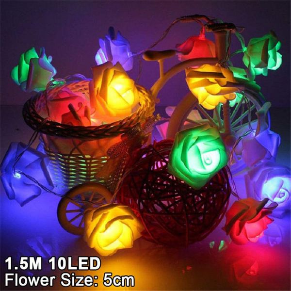 

1.5m 10led artificial rose flower garland string light led fairy lights valentine's day wedding christmas party decorations strings