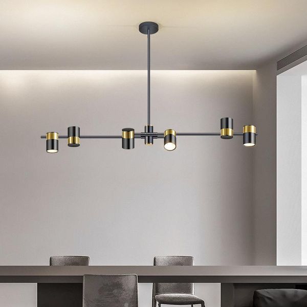 

creative nordic restaurant chandelier modern personality long strip light luxury multi-head table el bar lamp pendant lamps