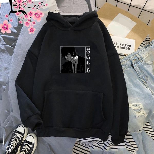 

men's hoodies & sweatshirts bungo stray dogs dazai osamu harajuku hiphop men fashion funny print sweatshirt, Black