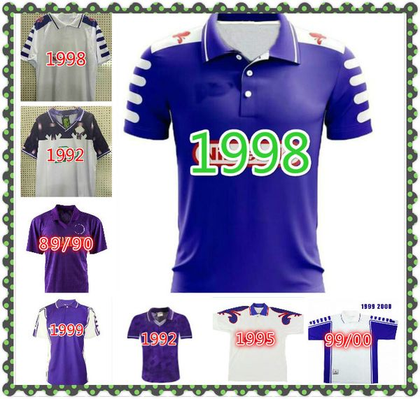 

95 98 99 00 fiorentina retro soccer jerseys 1998 1999 2000 batistuta football shirt 92 93 rui costa jersey florence classic maillot de foot, Black;yellow