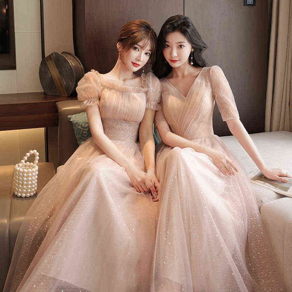 

prom luxury boutique occasion dresses pink bridmaid 2021 summer fairy temperament thin simple atmosphere sister group long style in spring a, Black