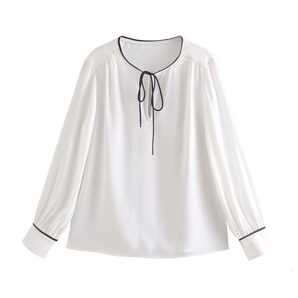 

women's knits & tees elegant women bow o-neck shirts 2021 fashion ladies white loose sweet female chic striped blouses girl p