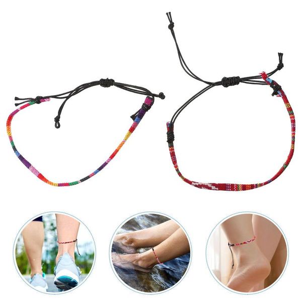 

anklets 2pcs rainbow foot straps colored bohemian, Red;blue