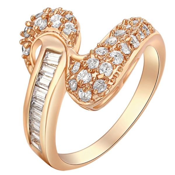 

wedding rings fashion cubic zirconia metal geometric crystal ring for women girl jewelry wholesale, Slivery;golden