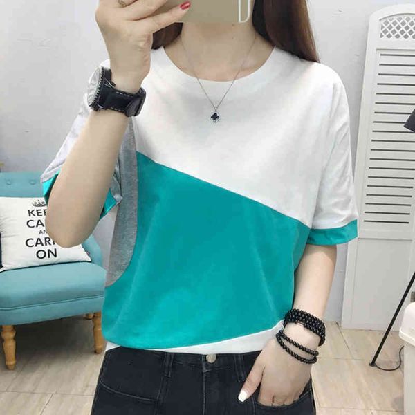 

women's t-shirt short-sleeve t-shirt, women's clothing cut in famous colour, summer , korean style 0uj2, White