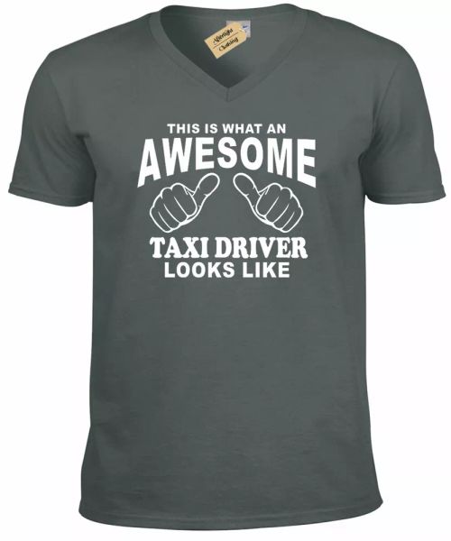 

awesome taxi driver t shirt cab gift present mens v-neck t shirt, White;black