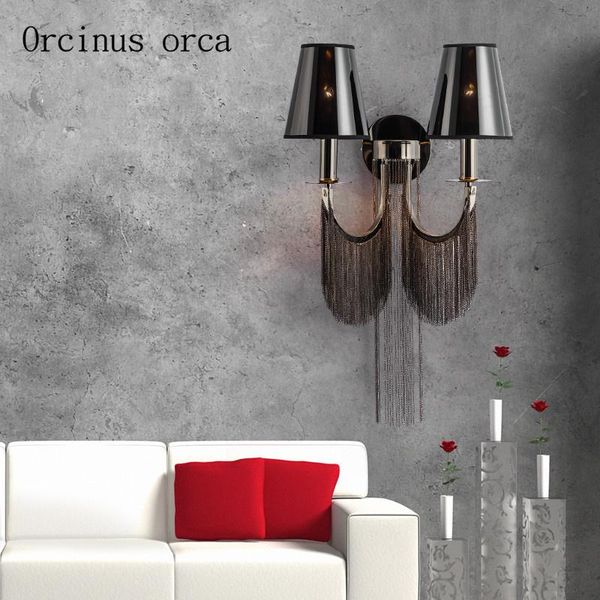 

wall lamp post modern creative luxury tassel living room corridor bedroom bedside retro personality led silver
