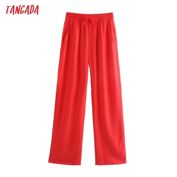 

tangada fashion women red pants trousers strethy waist office lady pantalon 5z162 210915, Black;white