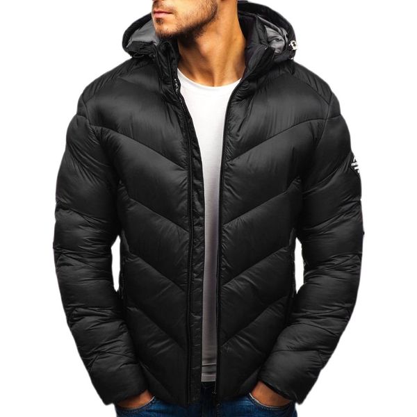 

men's down & parkas spot 2022 european-style solid color casual long-sleeved men's sports hooded, Black