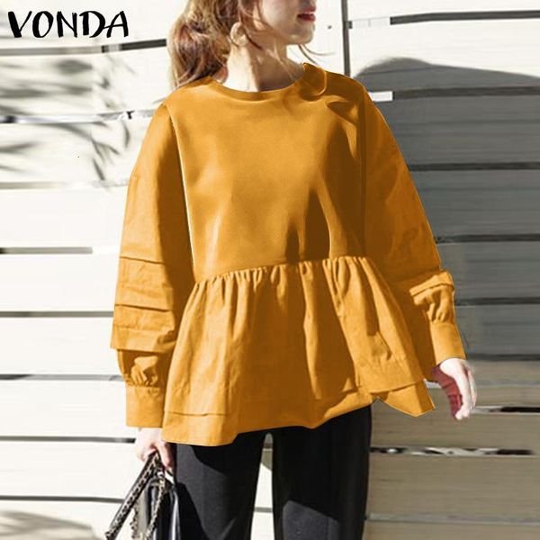 

blouses holiday women tunic elegant round neck puff blouse 2021 vonda female bohemian long sleeve femininas plus size, White