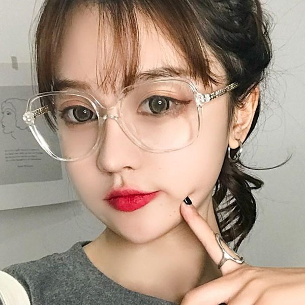 

fashion sunglasses frames optics eyeglasses women square plastic clear frame men computer eye glasses classic anti-blue light myopia, Black