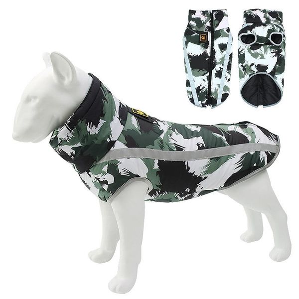 

dog fashion warm windbreaker designer thick winter jacket with reflective strip waterproof polyester fabric plus cotton lining apparel