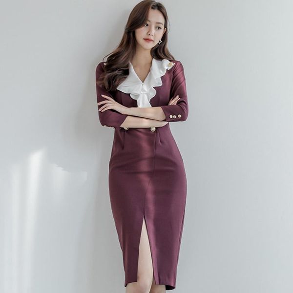 

casual dresses arrival fashion comfortable patchwork formal dress temperamental fresh elegant vintage slim pencil, Black;gray