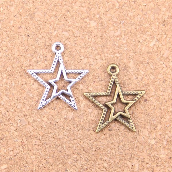 133 adet Antik Gümüş Bronz Kaplama Yıldız Pentagram Charms Kolye DIY Kolye Bilezik Bileklik Bulguları 23 * 20mm