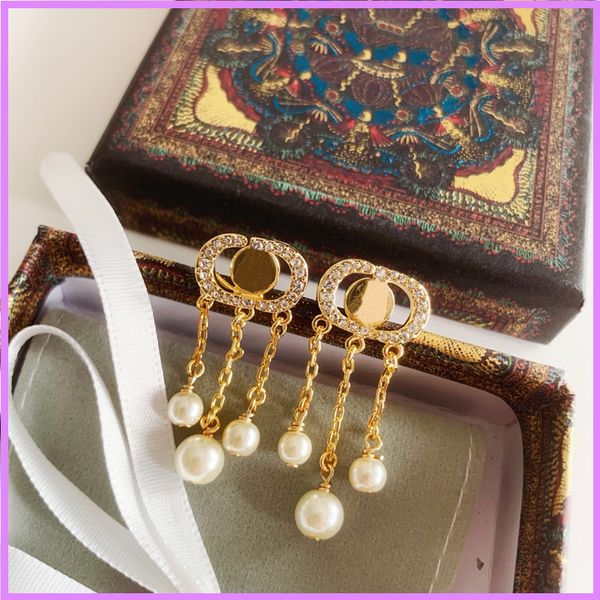 

2021 new tassel pearl earrings women street fashion earring designers jewelry mens for gift ear studs designer gold d219085f, Golden