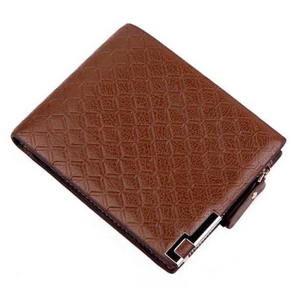

luxury men wallet pu leather embossed hardware zipper short purse multiple card pocket leisure business coin bag wallets, Red;black