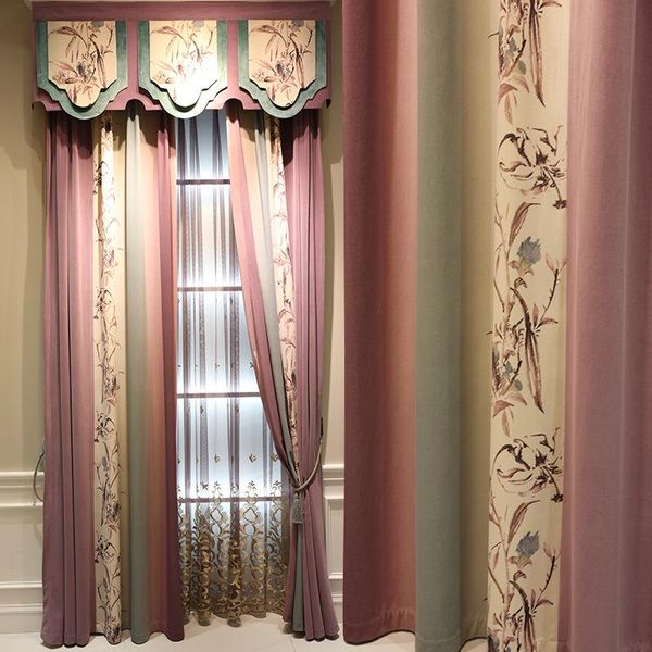 Stampa e giunzione di flanella per finestra francese Tende oscuranti per tende da camera da letto in tessuto per tende finite