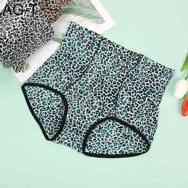 

panties 7554 large leopard print high waist cotton crotch traceless underpants, Black;pink