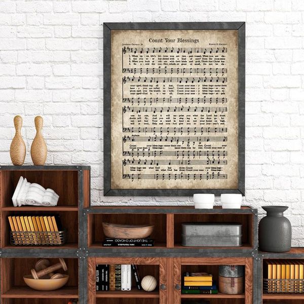 

paintings count your blessings print vintage hymn poster aged antique sheet music wall art pictures canvas painting farmhouse home decor