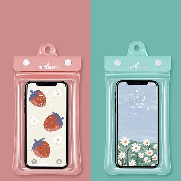

candy-colored floating airbag swimming bag tpu waterproof mobile phone arm pouch cell case for swim beach surfing cosmetic bags & cases