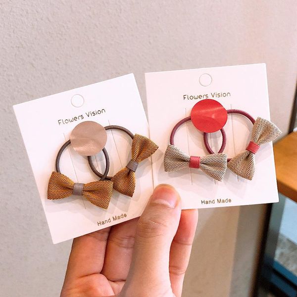 

2pcs/lot cute bow shape elastic hair bands candy color girls rope ponytail holder ties children ring accessories, Slivery;white
