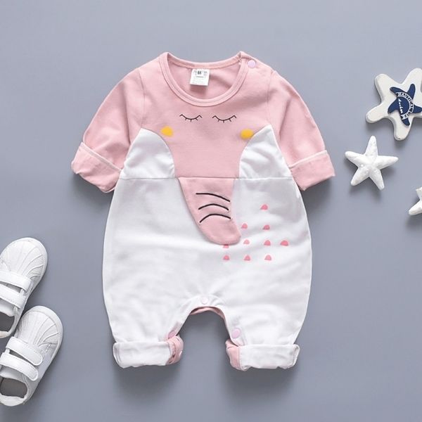 

autumn baby girl clothes boy baby clothes casual cartoon print romper infant long sleeve overalls for children jumpsuit outfits 210317, Blue