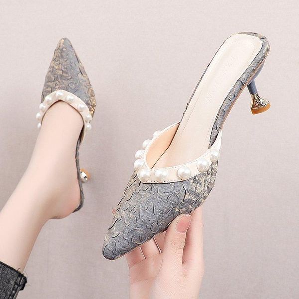 

slippers stiletto fashion summer sandals comfortable casual 2021 women, Black