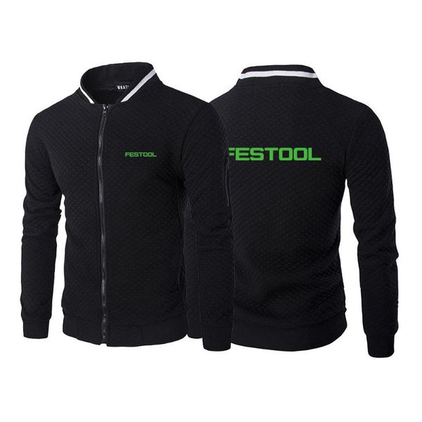 

men's hoodies & sweatshirts 2021 spring autumn festool tools printing sport male harajuku cotton zipper coats casual jackets, Black