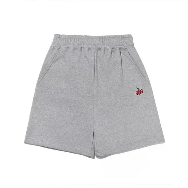 

women's shorts summer cherry embroidery casual loose wild wide-leg pants sports women fashion college style elastic waist -40, White;black